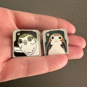 Disney Star Wars Porg and Fledgling Enamel Pet Pins - Green and White